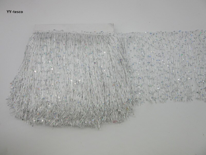 YY-tesco 10 Meters 20CM Long Polyester Lace Tassel Fringe Trim White Fringe Trimming Sew Latin Dress Stage Garment Accessories