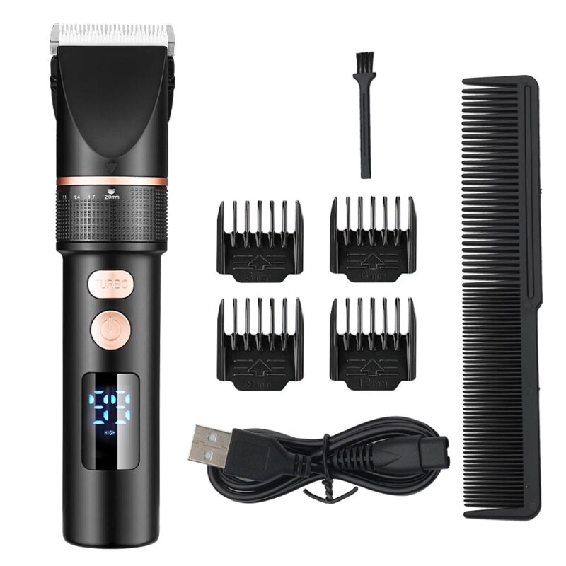 Adjustable Hair Clippers for Men with 6 Guide Combs LED Display Hair Trimmer MOLF