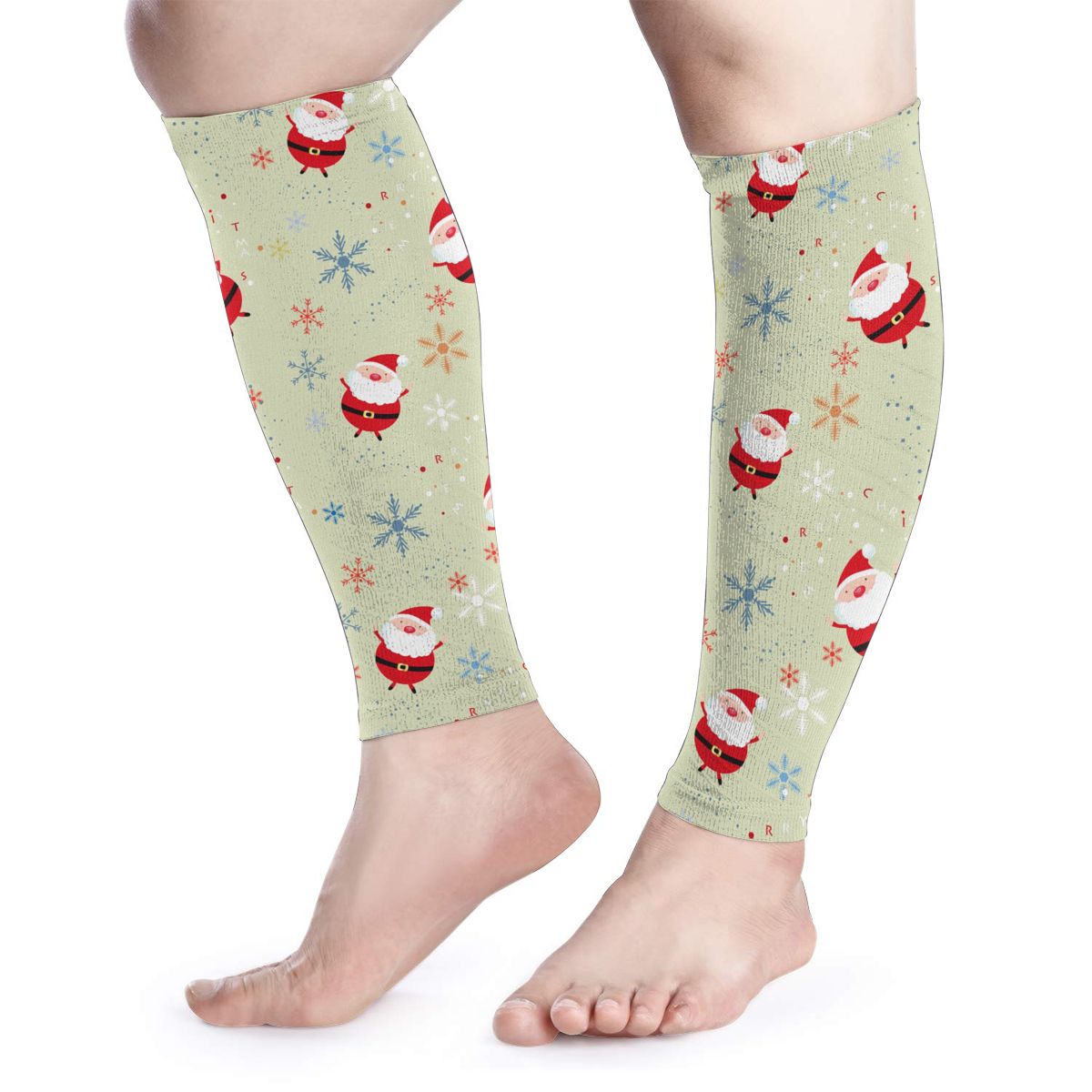Calf Protector Sleeves Men Women Gym Sports Safety Calf cooling Compression Sleeves Shin Cycling Santa Claus snowflake Q007: Default Title