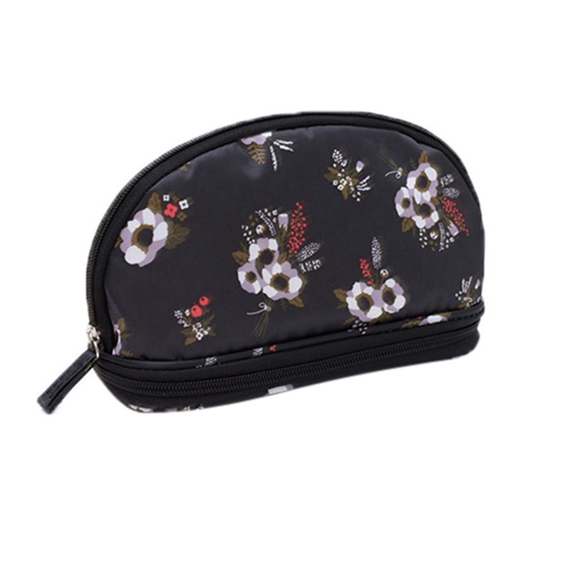 SHUJIN Portable Flamingo Cosmetic Bag Double Layer Travel Makeup Pouch Bags Circular Woman Make Up Bag Brush Organizer: G