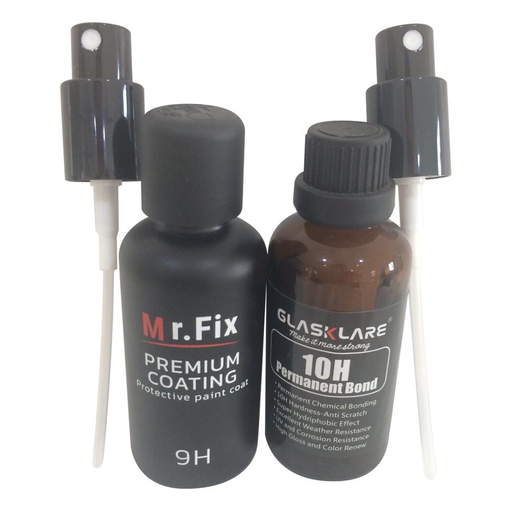 50ML 9H + 10H Hardness Car Liquid Glass Coating Glass Nano Fluorine Plated Crystal Ceramic Kit Car Paint 11pcs/set