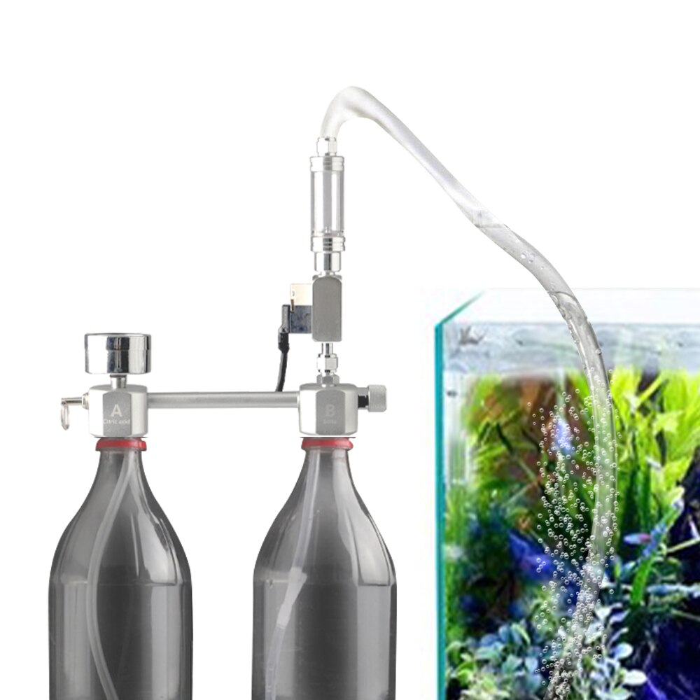 CO2 Aquarium Diy CO2 Generator Systeem Kit Met Bubble Counter Solenoid Terugslagklep Voor Planten Aquarium Aquarium CO2 Diffuser