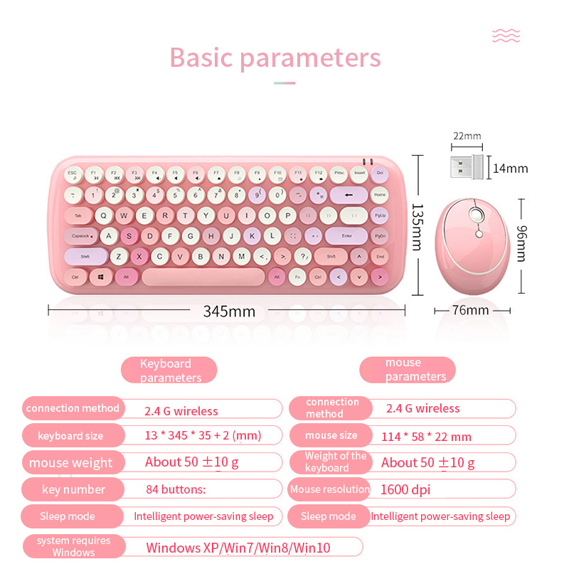 Wireless Waterproof Keyboard Retro 84 Round Keys =Punk Mouse Combos Keyboard Round Wireless Office Digital Keyboard Steampunk