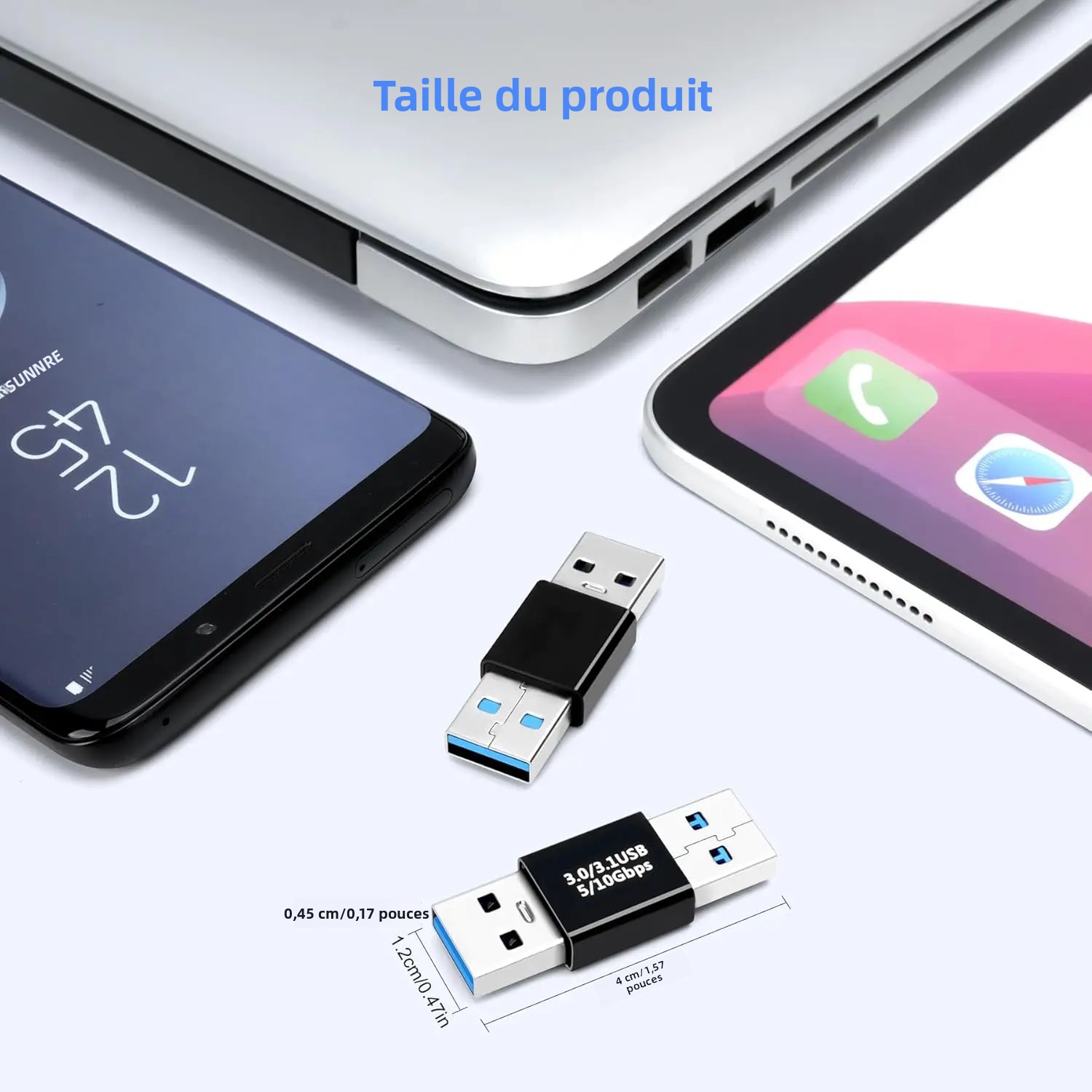 2-Pack USB 3.1/3.0 Male to Male Adapter, 5/10Gbps High Speed Data Transfer, USB A Coupler for Laptop, Hard Drive, Printer
