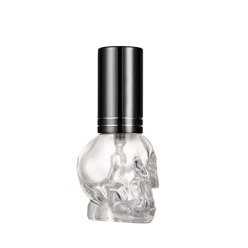 Nbyaïque tête de crâne fendu bouteille vide bouteille en verre parfum en vrac bouteille vide 8ML verre vaporisateur parfum bouteille vide: black