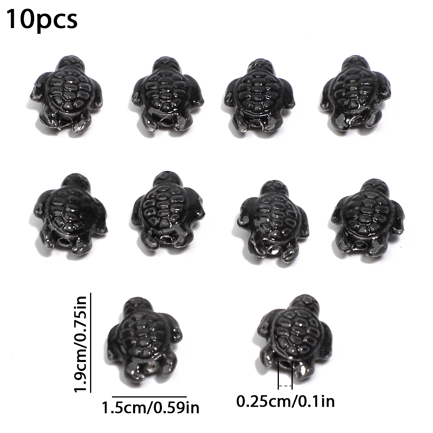 10 Uds. De cuentas coloridas mezcladas de tortuga marina, cuentas espaciadoras de cerámica esmaltadas florales, joyería para hacer DIY, collar, pendiente, pulsera, 19x15mm: Verde