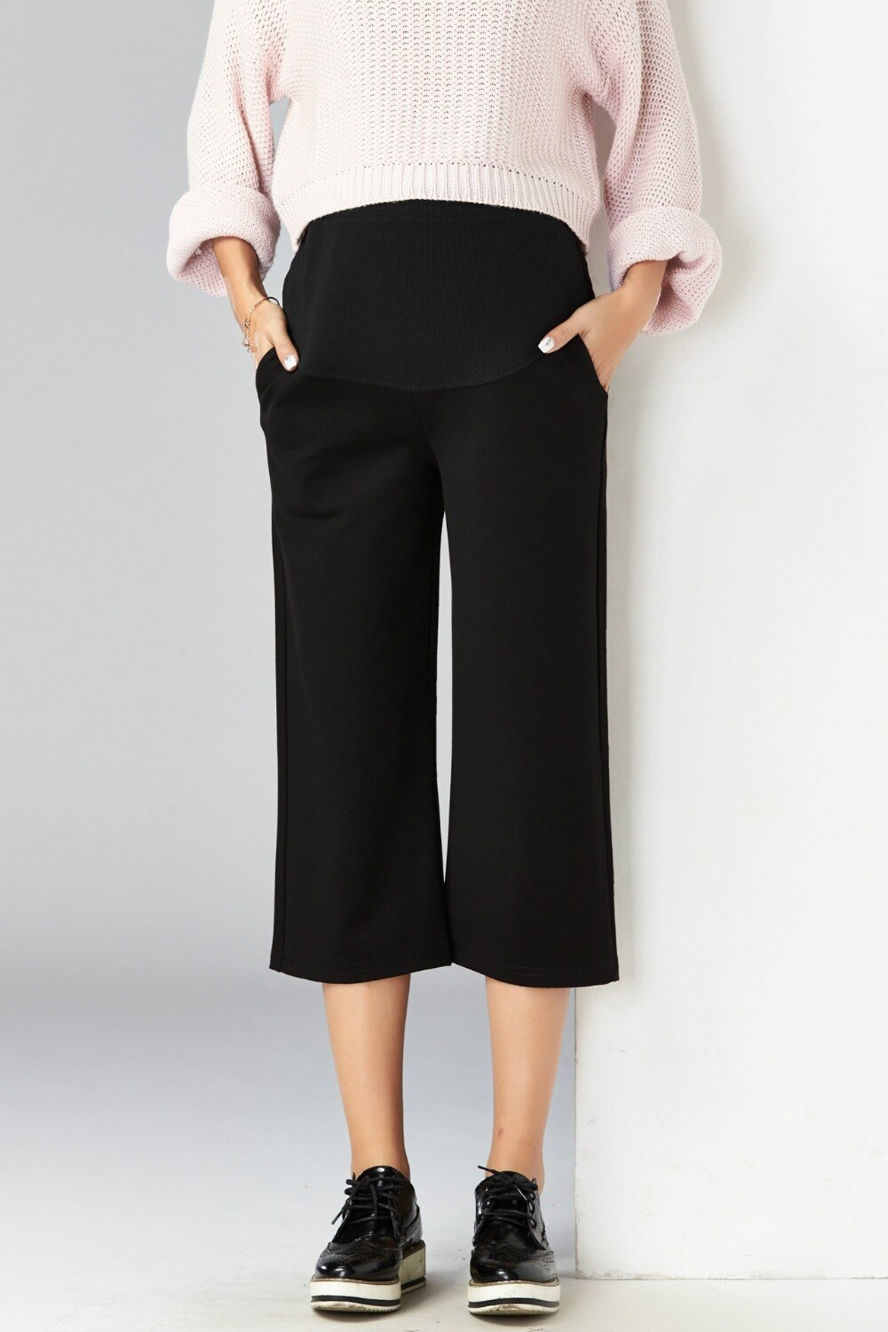 Women's Maternity Pants Work Office Wear Casual Flare Leg Loose Trousers Over The Belly Pregnancy Pants Capris Pregnant Clothing