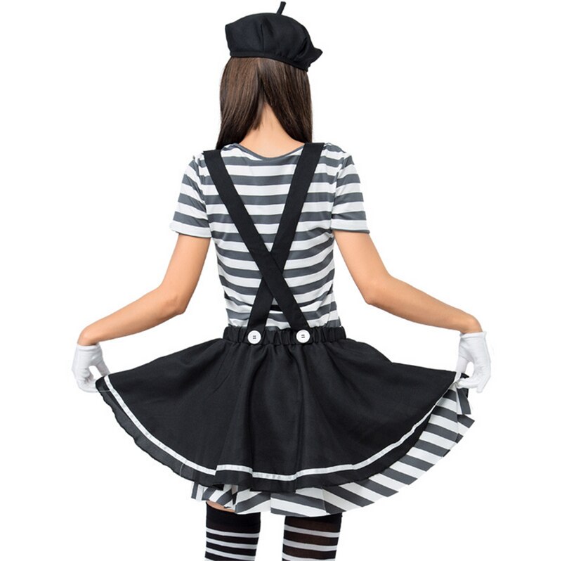 Adult Striped Prisoner Womens Costume Suit Cosplay Halloween Burlesque prisoner Costume