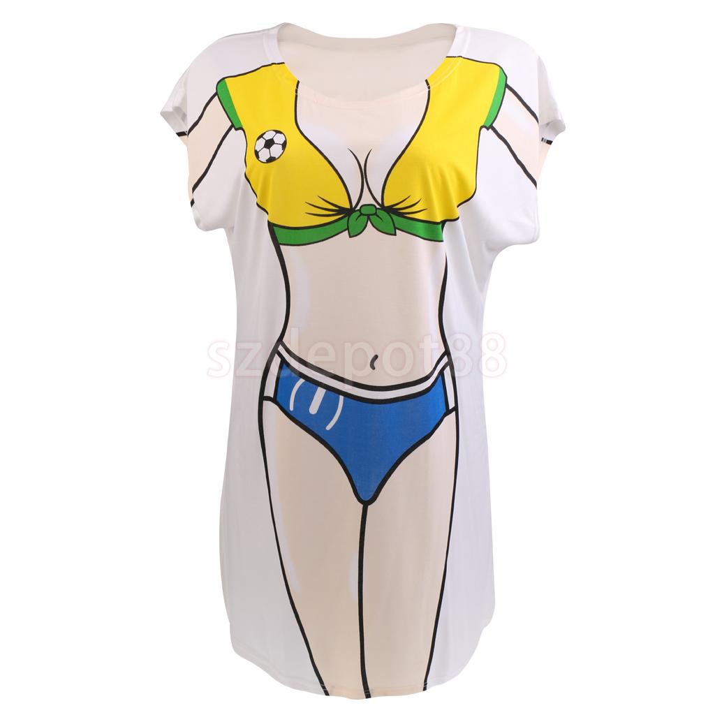 Bikini drôle imprimé femme robe plage fête cache-haut T-Shirt maillots de bain pyjamas déguisement