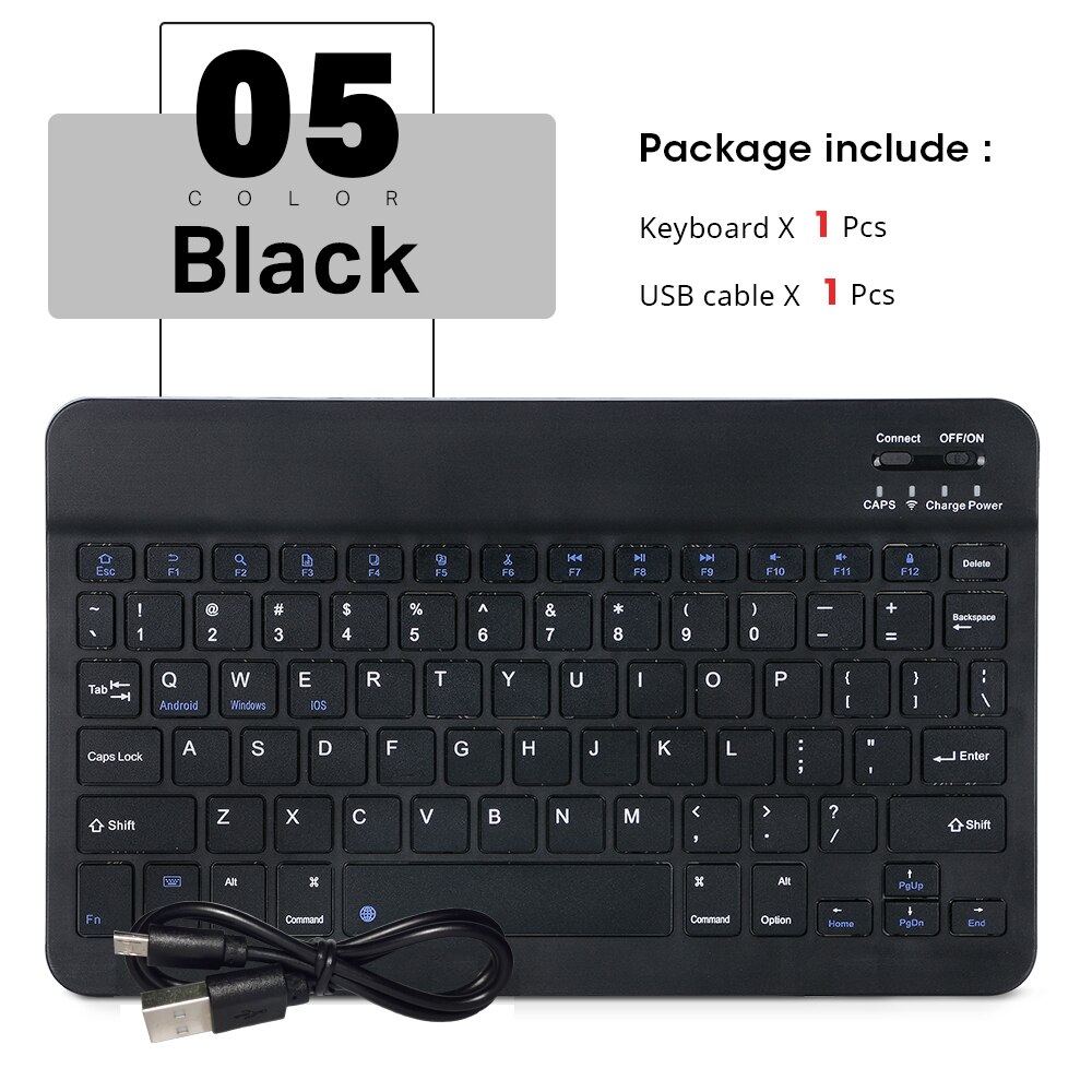 Tragbare Mini Drahtlose Bluetooth Tastatur und Maus Für Tablet Laptop Smartphone iPad IOS Android Telefon Russisch Spanisch Arabisch: Black-no mouse