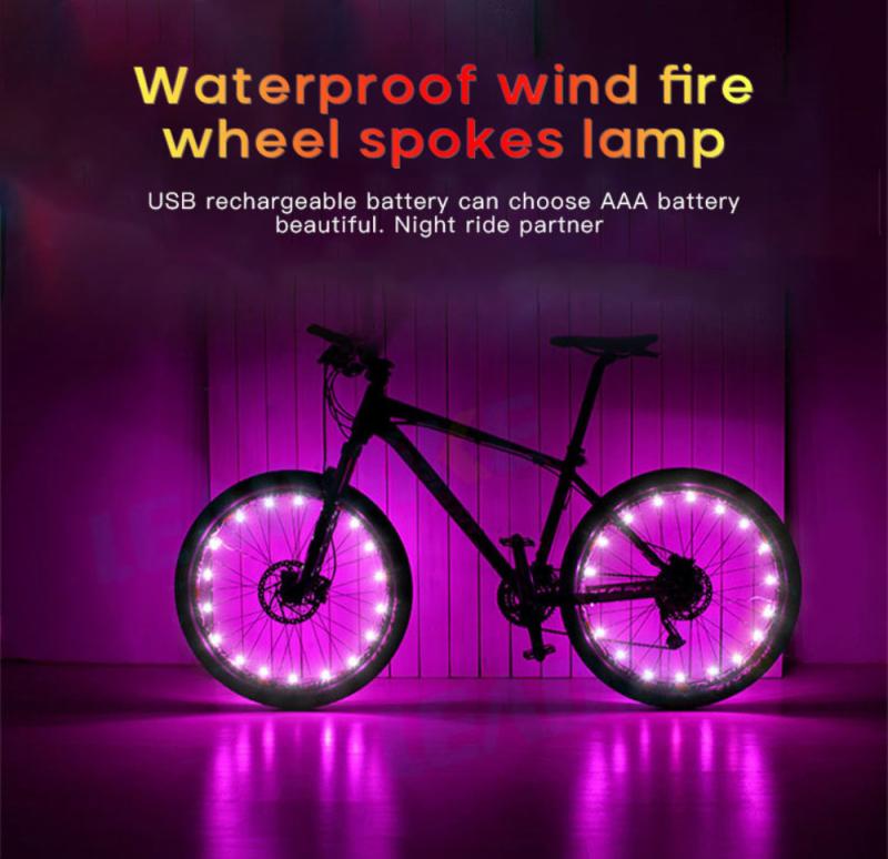 Bike Light LED USB Rechargeable 6 Colors Waterproof Bicycle Wheel Spokes Lights Cycling Rim Wheel Flash Spoke Bicycle Lights