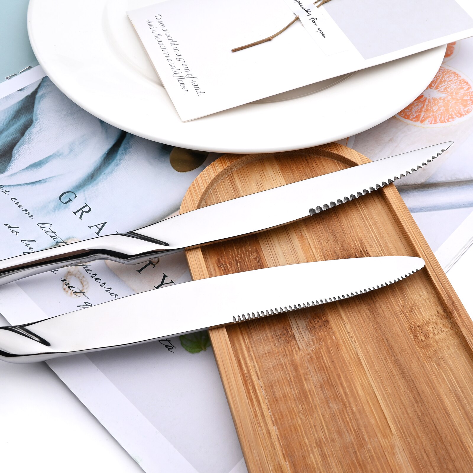 Zilverwerk 4 Stks/set Bestek Set Mes Vorken Lepels Diner Set Keuken Spiegel Servies Set 304 Roestvrij Staal Servies Set