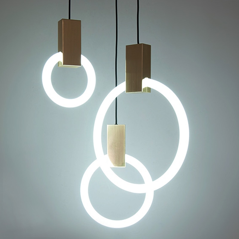Modern duplex rund ring pendellampor glaslampor enkla trappor ihåliga sovrum restaurangbelysning  t9