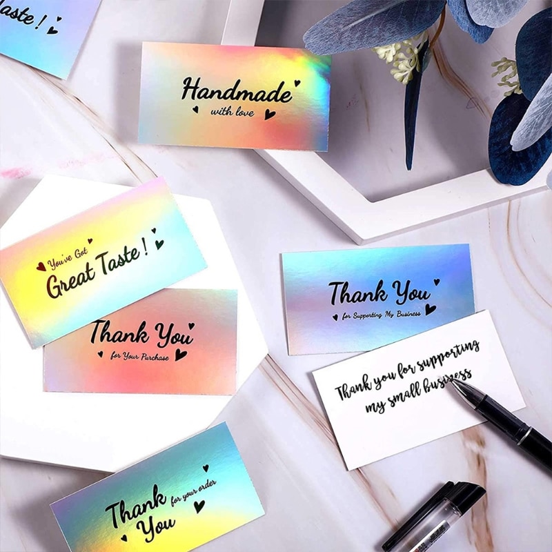 50pcs Heart Great Taste Thank You Card Thanks Greeting Card Appreciation Cardstock for Sellers Shop