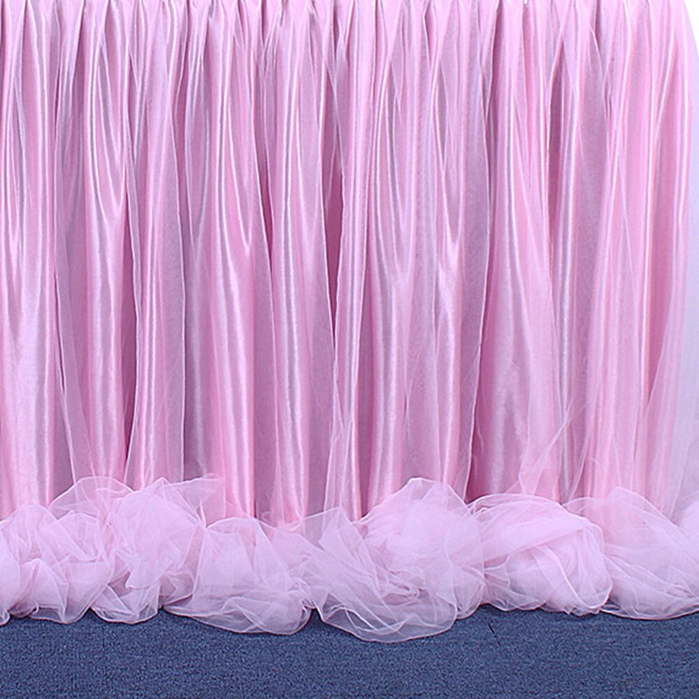 Tutu Table Skirt Mesh Desk Skirt Party Supplies for Party Wedding Birthday Home Decors (Long Yarn, White)
