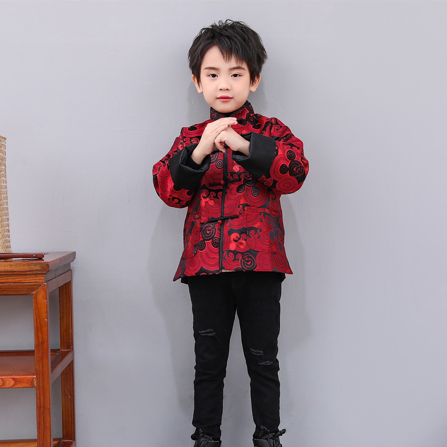 Kids 2022 Year Tang Suit Chinese Traditional Clothing Dragon Embroidery Long Sleeve Spring Festival Performance Costume: Color3 / 120 (115-124CM)