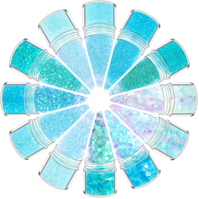 12 couleurs mélangées maquillage holographique grosses paillettes visage corps yeux cheveux ongles résine époxy Festival gros hexagones paillettes: L