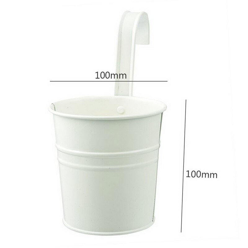 10 Kleuren Opknoping Bloempotten Haak Muur Potten Tuin Potten Balkon Plantenbakken Metalen Emmer Bloem Houders Home Decor: Milk white