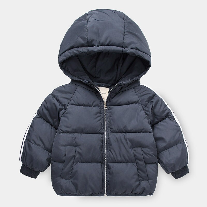 1-8 Y Kids Jackets For Boys Winter Baby Boys Down Coat Winter Solid Color With Hooded Teenage Boys Zipper Windbreaker Jackets