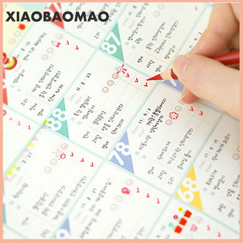 100 Day Countdown Calendar Learning Schedule Periodic Planner Table Calendar Office School Supplies