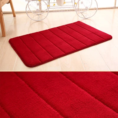 Alfombra de absorción de agua de 40x60cm, felpudo absorbente para interiores, espuma viscoelástica peluda, lana de Coral, antideslizante, alfombrillas para puerta de baño: Rojo