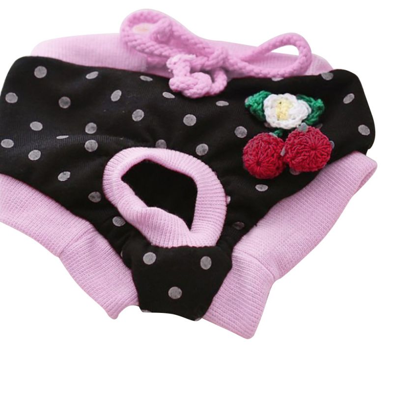 Cartoon Dog Diaper Physiological Pants Sanitary Washable Female Dog Short Panties Underwear Briefs For Girl Dogs Pet Supplies: Black / L