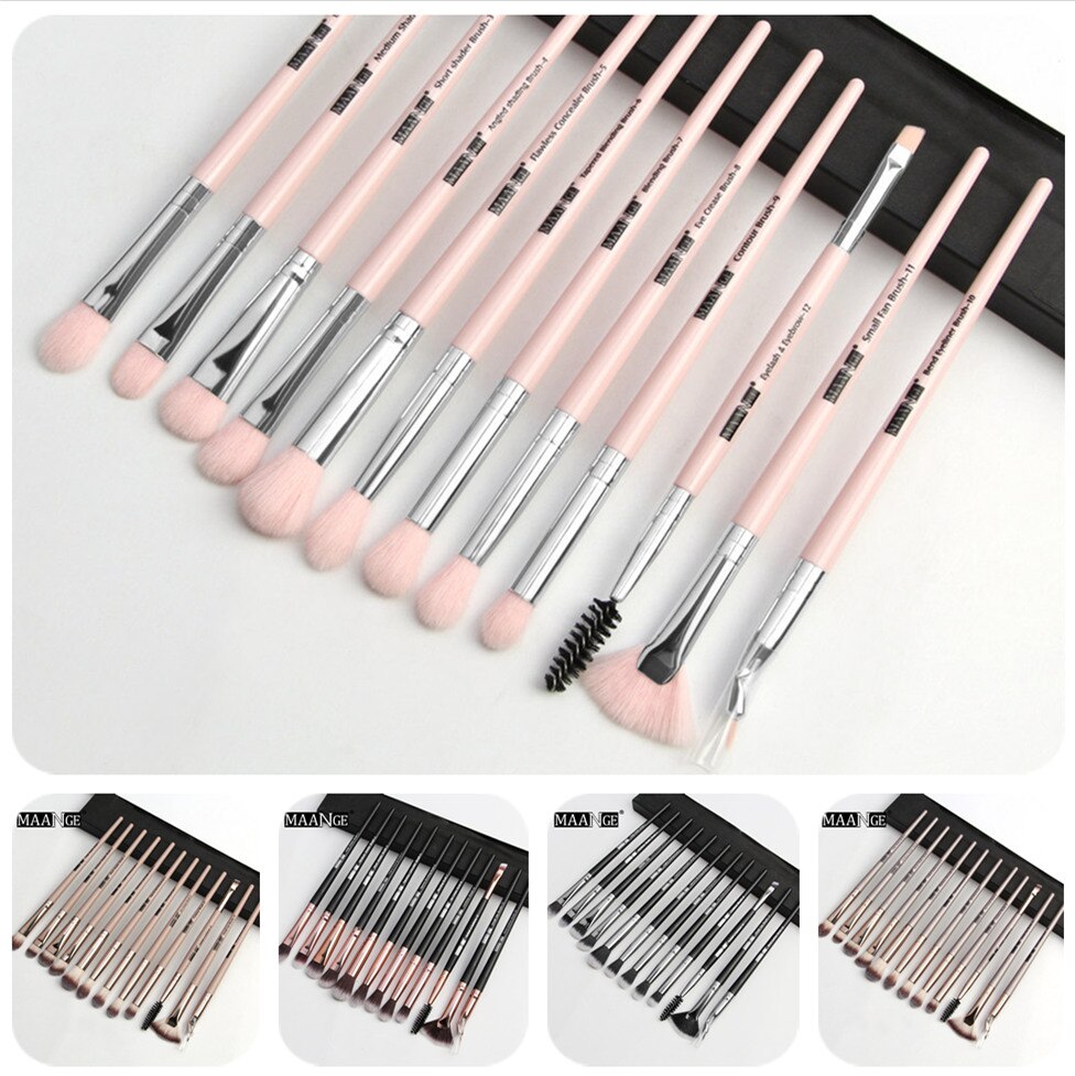Make-Up Kwasten 12Pcs Eye Make-Up Kwasten Set Met Cosmestic Tas Oogschaduw Blending Make Up Borstel Voor Make-Up Beauty gereedschap Kit