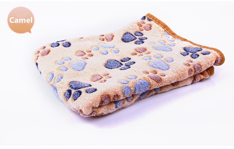 Couverture polaire douce pour chien, chat, chiot, motif floral mignon, 3 couleurs , 25 x 25cm , 40 x 60cm, 76 x 52cm, motif imprimé de pattes, tapis pour animaux de compagnie: Chameau / 76 x 52cm