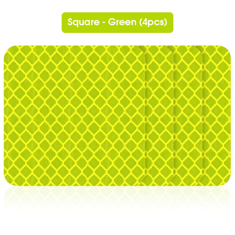 4pcs Car Door Sticker Decal Reflective Strip Warning Mark Tape Reflective Sticker OPEN High Sign Safety Light Reflector Strip: Square-green