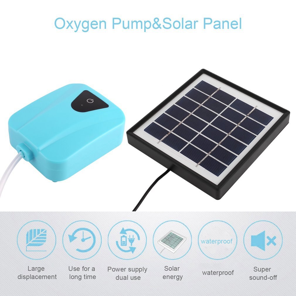 1 set Solar Powered Oxygenator Water Oxygen Pump Pond Aerator Aquarium Air Pump Solar aeration pump Oxygenation machine: Default Title