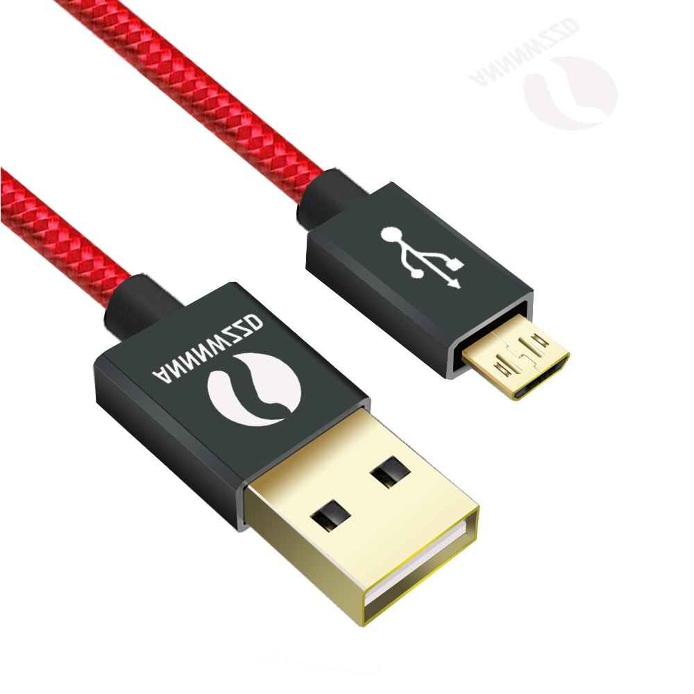 Nylon Micro USB Cable 2A Fast Charger USB Data Cable Mobile Phone USB Charger Cable For Samsung Galaxy Huawei: Red / 1m