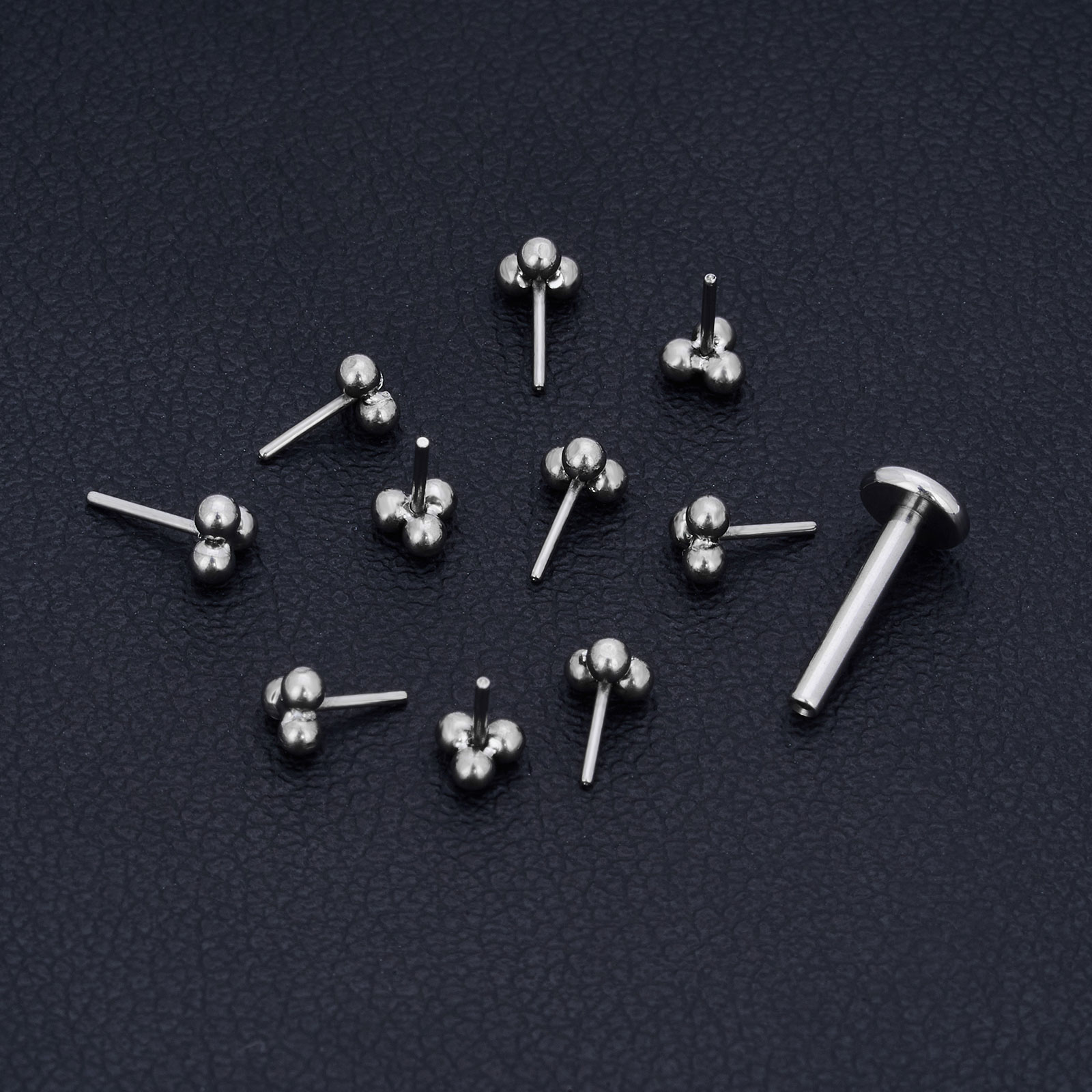 Piercing de titanio G23 sin rosca, estrella, Luna, corazón, Cruz, relámpago, Pin de empuje, Labret, tachuelas superiores, accesorios de joyería, , 10 piezas