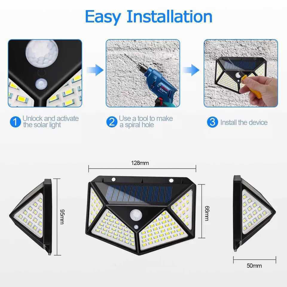 1/2/4/6 Stuks 100 Led Wandlampen Outdoor Solar Lamp PIR Bewegingssensor Zonne-energie zonlicht Straat Licht Voor Tuin Decoratie