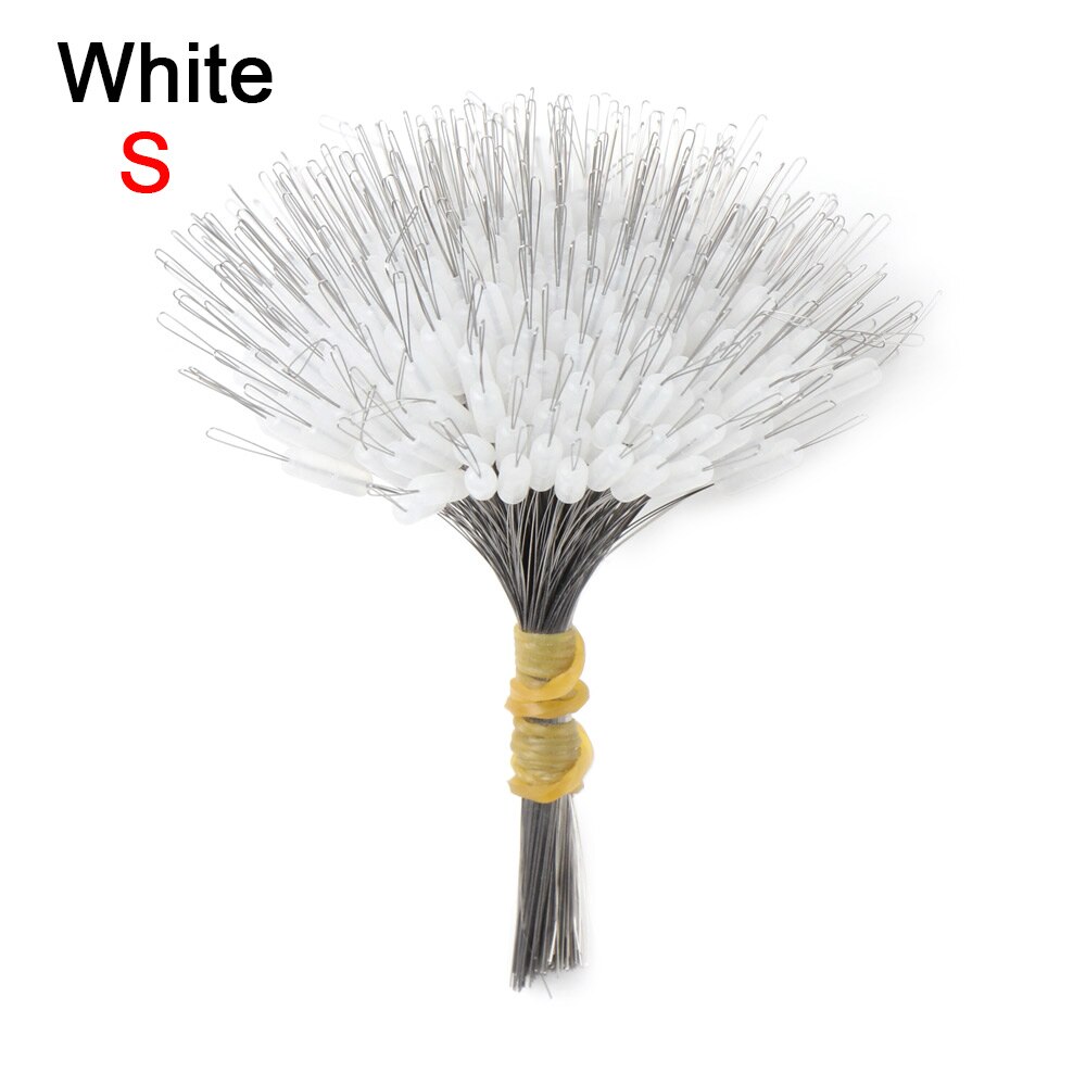 Bloc de pêche flottant en Silicone, 3 tailles, connecteur de haricot spatial, résistance de ligne de pêche, accessoires, 300 pièces/paquet: white S