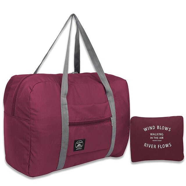 Protable foldbar stor kapacitet weekend taske til rejse bagage taske duffle arrangør kvinder mænd rejsetasker håndpakning taske: Burgunder