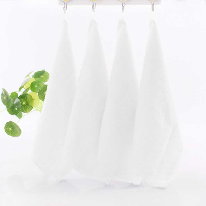 1 pçs 25*25cm cor sólida fibra de bambu macio infantil bebê crianças rosto toalha de algodão cabelo mão toalhas de banho trapos toalhas de toalha de mão: WHITE