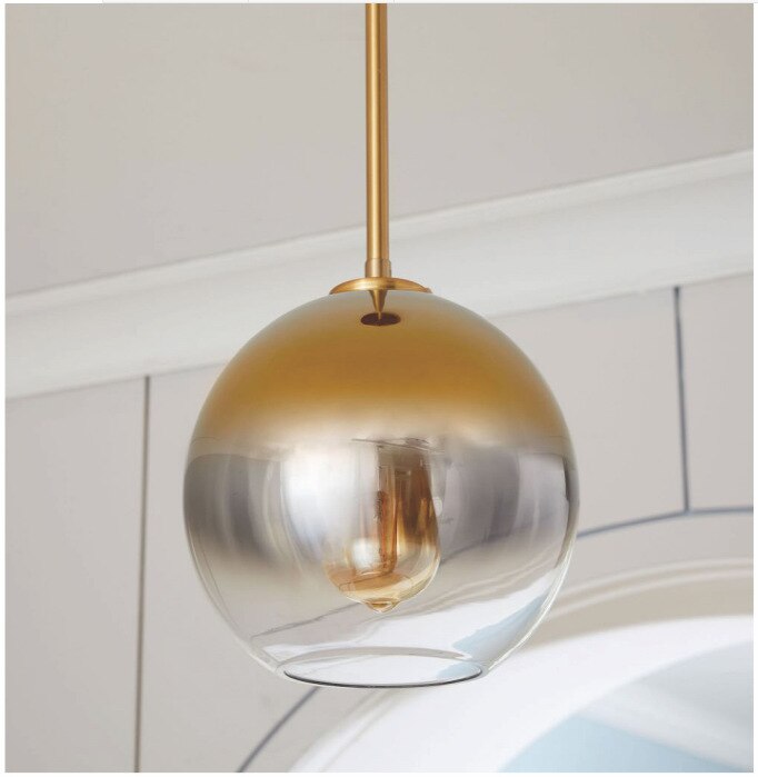 Tak glas boll ljuskrona hängande lampa sängbord hängande lampor upphängning belysning modernt kök ö loft glas lampor: Guldfärg / 1 stycke 20cm