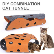 Fun and practical Folding washable cat tunnel wool interactive felt cat tunnel four seasons indoor kitten outdoor toy