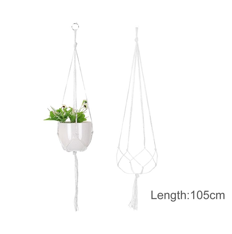 Macramé hecho a mano colgador de plantas cestas soporte para macetas balcón colgante maceta cesta decoración cuerda de elevación suministros de jardín para el hogar: Verde claro