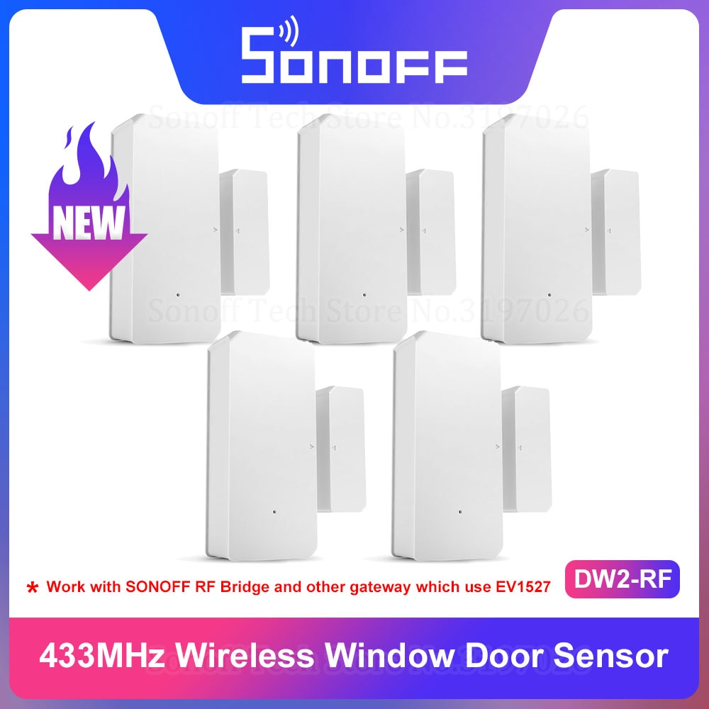 SONOFF DW2-RF 433MHz Wireless Door Window Sensor Works with SONOFF RF Bridge EV1527 Smart Scene Home Secuirty Devices