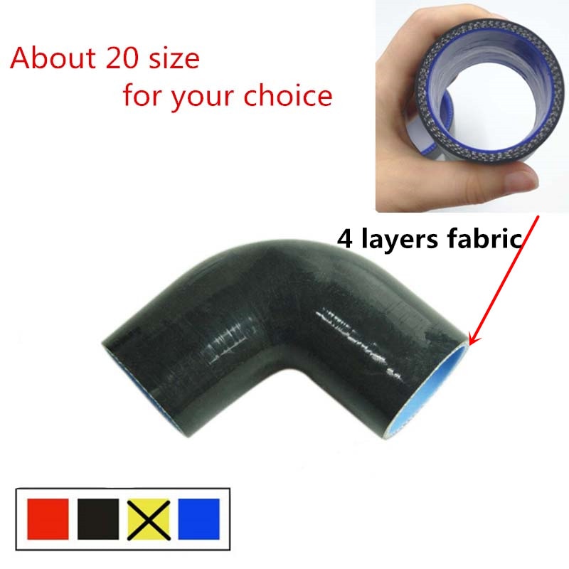 Schwarz Silikon 90 Grad Ellenbogen Reduzieren Schlauch 51mm bis 57mm/60mm/63mm/70mm/76mm/80mm/83mm/89mm