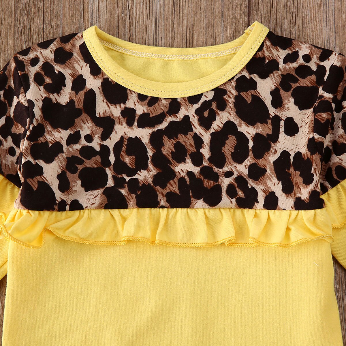 1-6Y Kids Baby Girl Autumn Clothes Sets Long Sleeve Leopard Print Pullover Ruffle Tops Leggings Pants Outfit Set