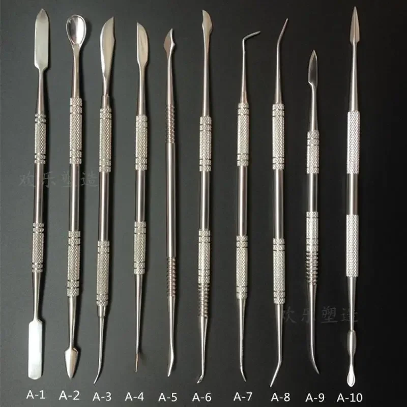 10 Stks/set Rvs Zachte Klei Gereedschap Beeldhouwen Smoothing Wax Aardewerk Keramische Polymeer Modellering Gesneden Accessoires: Default Title