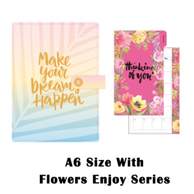 Lovedoki Dokibook A5 A6 notebook planner notebook Diary Agenda Pink gold Kawaii diy Organizer stationery: A6 Flowers Enjoy