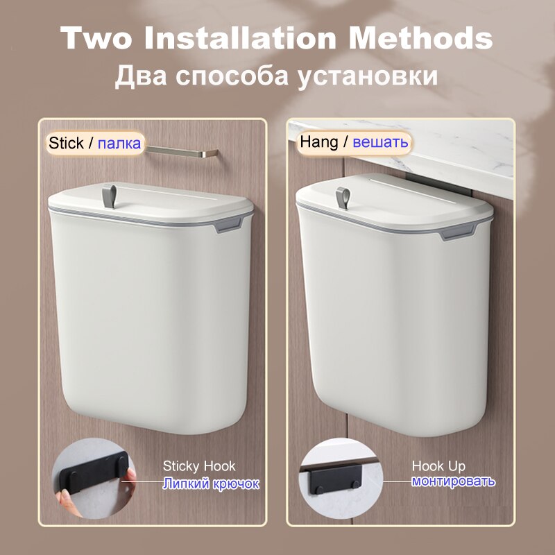 Wall Mounted Hanging Trash Bin For Kitchens Cabinet Door With Lid Kitchen Trashs Bin Garbage Cans Counter Bins Trash Can Kitchen