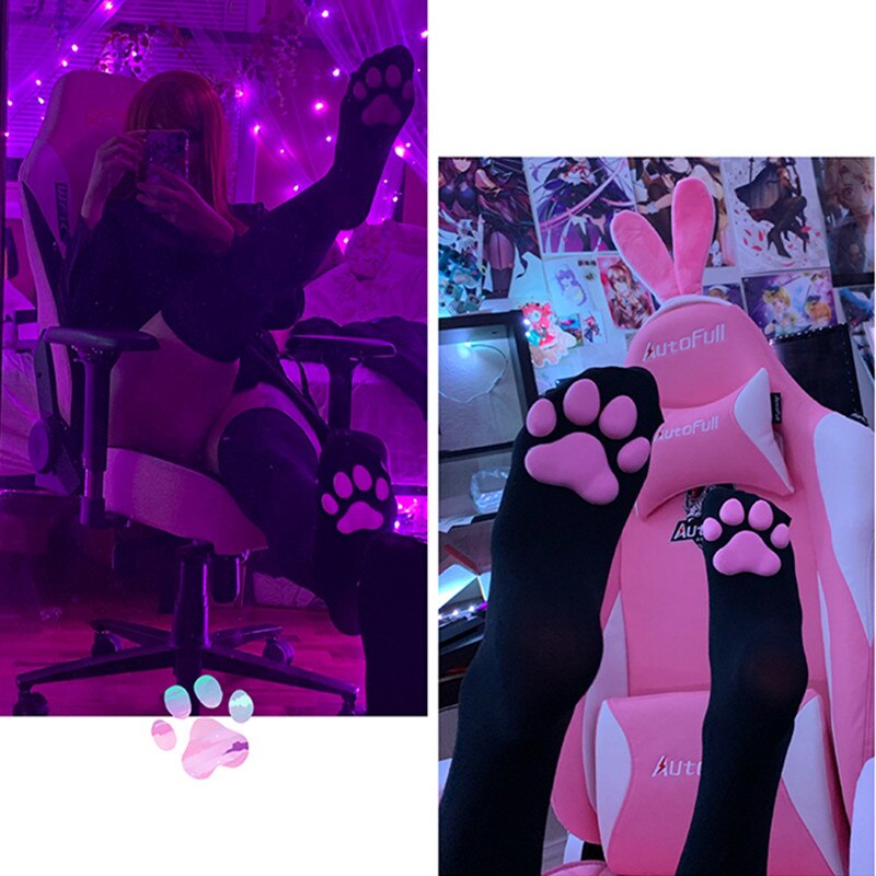 Calze con zampa di gatto per donna calze stampate in 3D Kawaii coscia di cotone alta sopra il ginocchio Cosplay morbido carino sexy