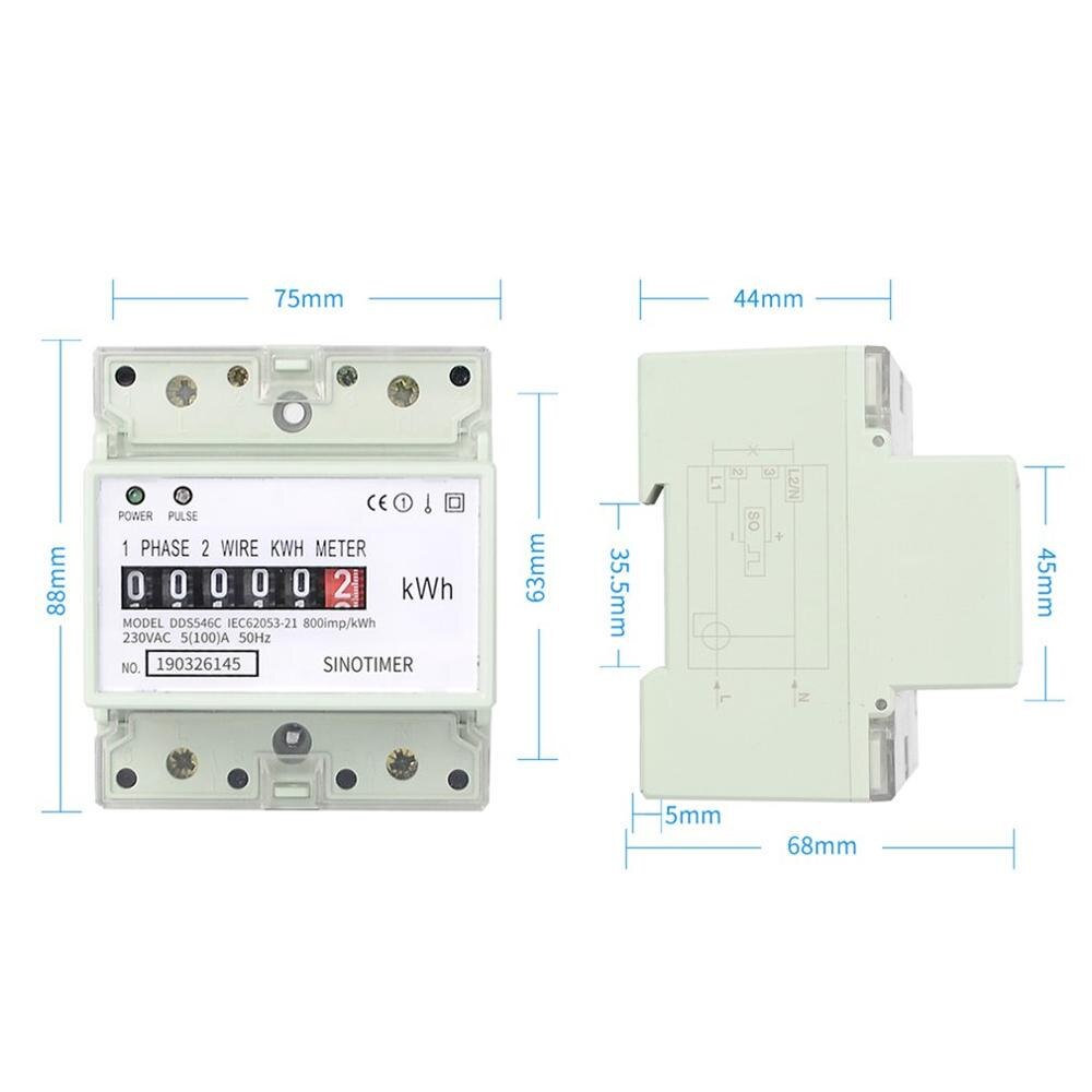 SINOTIMER DDS546C 230VAC monophasé 4P compteur d'énergie analogique wattmètre électrique domestique Din Rail mètre