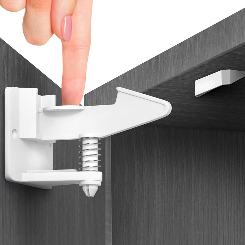 10Pcs Cabinet Locks Child Safety Latches Baby Safe netic Drawer Cupboard Lock Kids Adhesive Proof Cabinet Locks: White