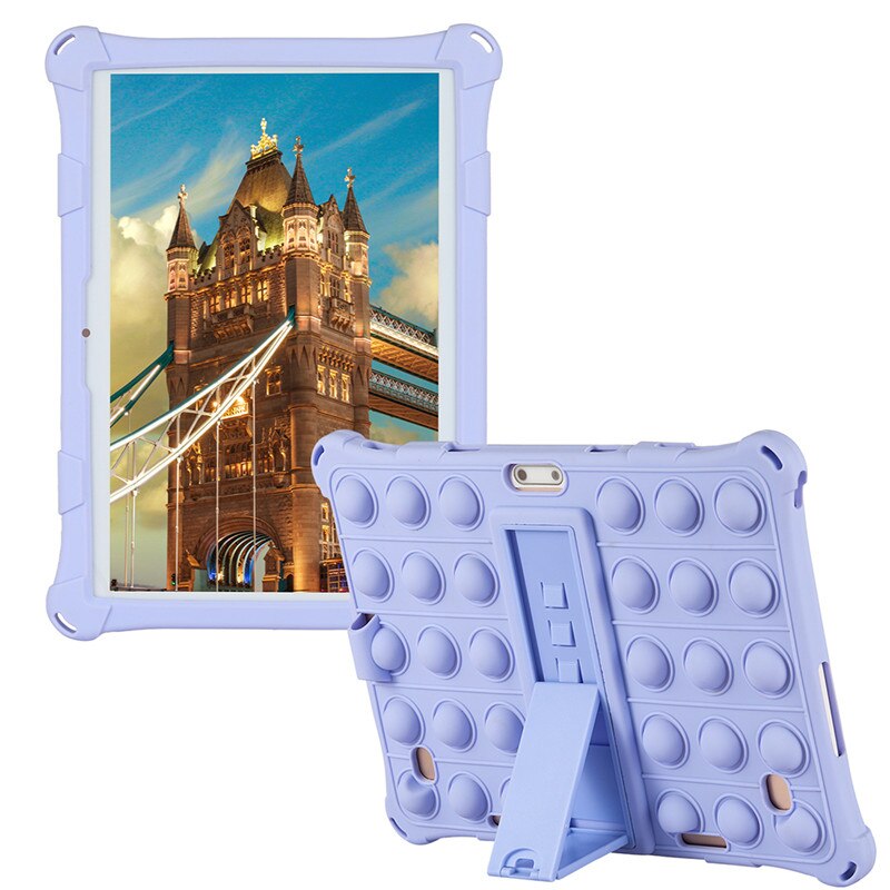 Funda Universal de silicona suave para niños, protector a prueba de golpes para Tablet PC Android de 10,1 pulgadas, 24x17cm, 10,1 pulgadas, 3G/4G, bolígrafo y correa: Light Purple