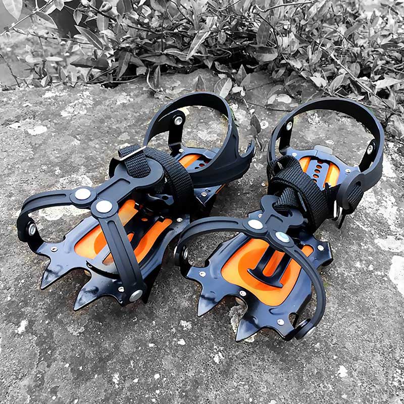 10 Teeth Crampons Climbing Gear Mountaineering Manganese Steel Shoe Traction Device Grippers Mountaineering Crampon Shoes Adjust